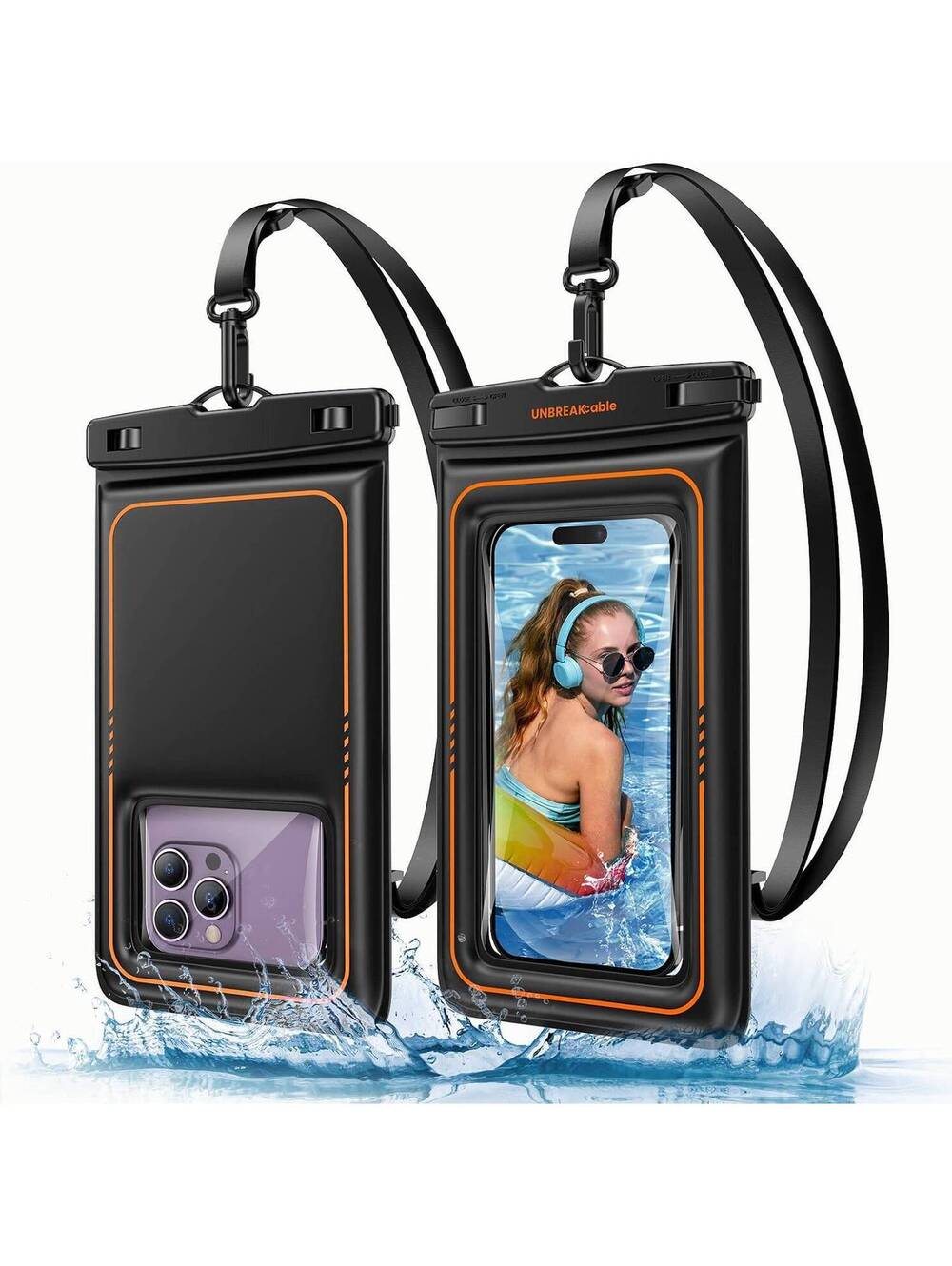 UNBREAKcable Floating Waterproof Phone Pouch, 2-Pack, Phone Accessory, Case